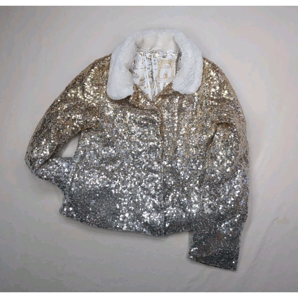 Disney Store Girls Size 7/8 Princess Silver Gold Sequin‎ Jacket Sparkly Dress up